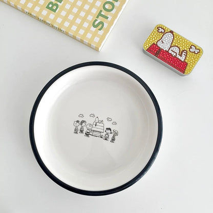 Korean-style Snoopy Ceramic Bowl and Plate Set