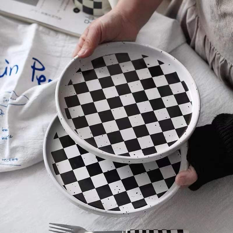 Black and White Checkerboard Plate