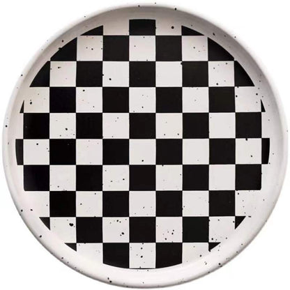 Black and White Checkerboard Plate