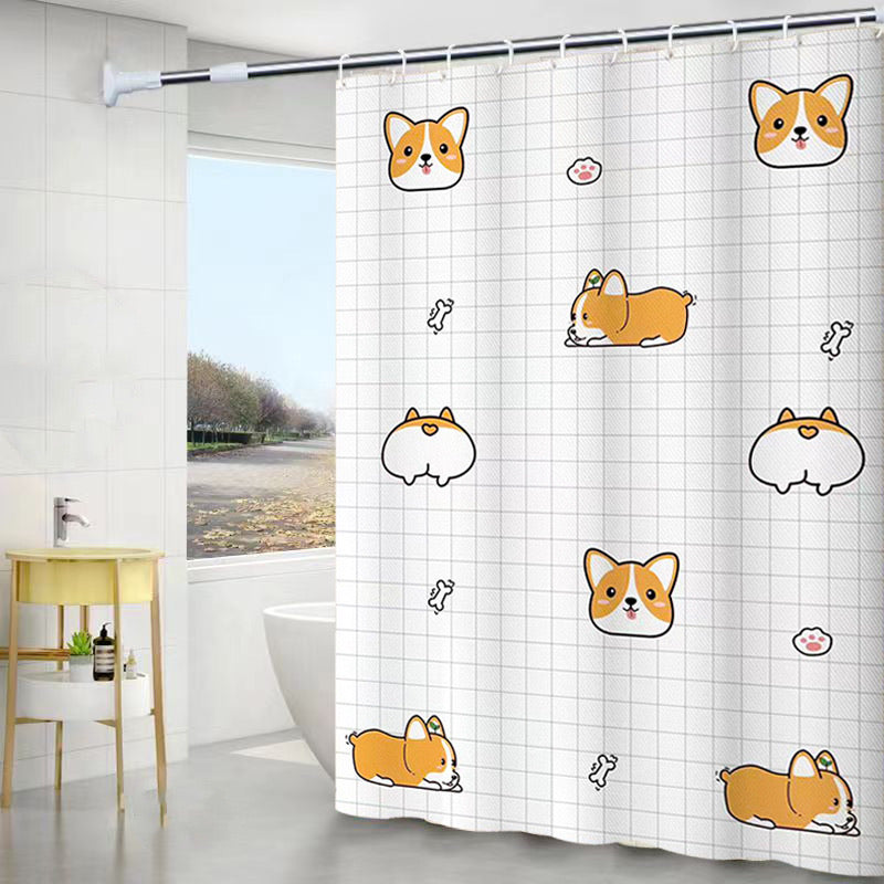 Cartoon Corgi Shower Curtain with Hooks