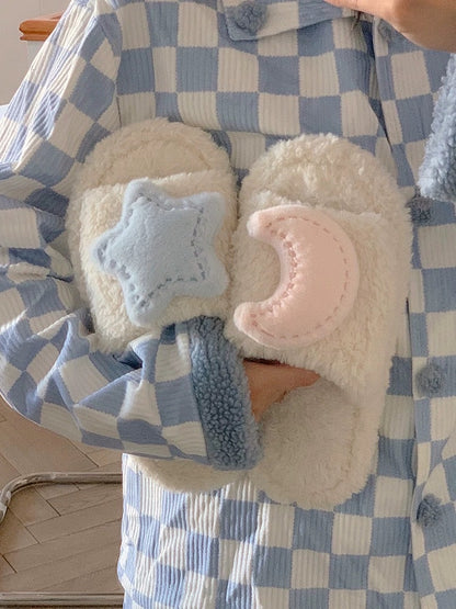 Star and Moon Plush Slippers