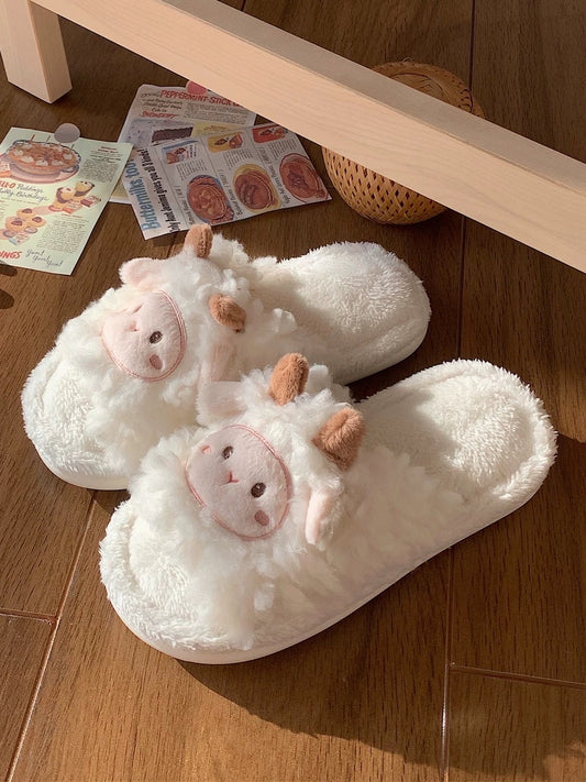 Cute Sheep  Plush Slippers For Women