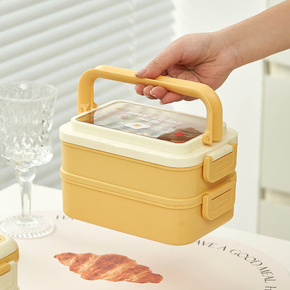 Yellow Double-layer Lunch Box (with handle)