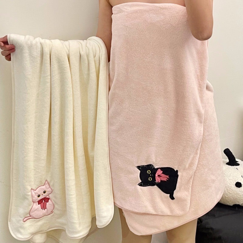 Cute Cat Towel and Bath Towel Set (Set of 3)