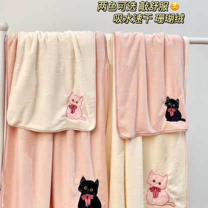 Cute Cat Towel and Bath Towel Set (Set of 3)