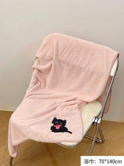 Cute Cat Towel and Bath Towel Set (Set of 3)