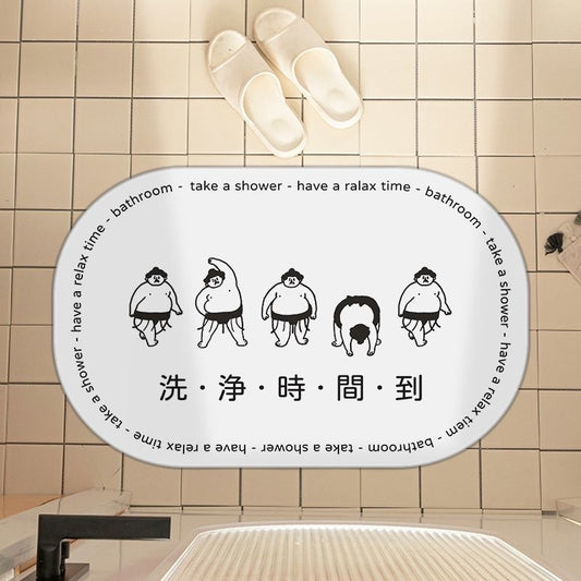 Cute Sumo Wrestler Diatomaceous Earth Bathroom Absorbent Mat