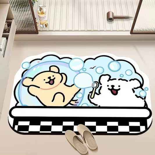 Cute Bubble Dog Diatomaceous Earth Bath Mat