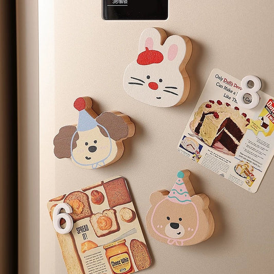 Wooden Cartoon Refrigerator Magnet Bottle Opener