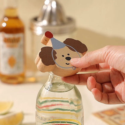 Wooden Cartoon Refrigerator Magnet Bottle Opener