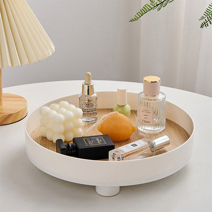 Round Wooden Plastic Tray