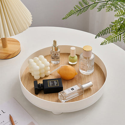 Round Wooden Plastic Tray