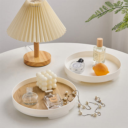 Round Wooden Plastic Tray