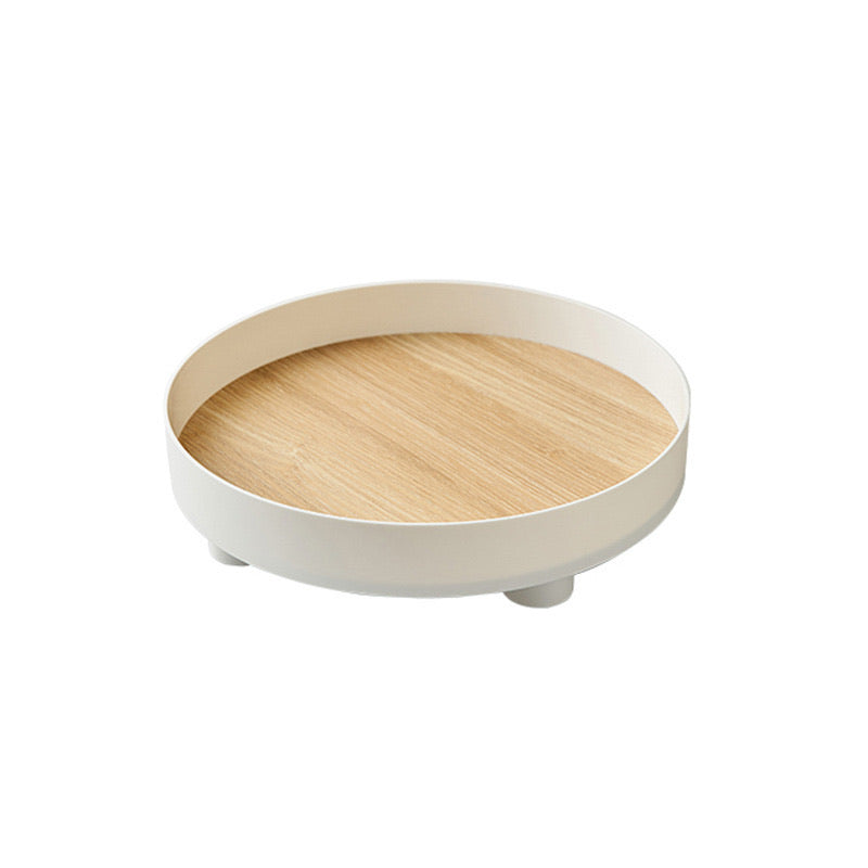 Round Wooden Plastic Tray