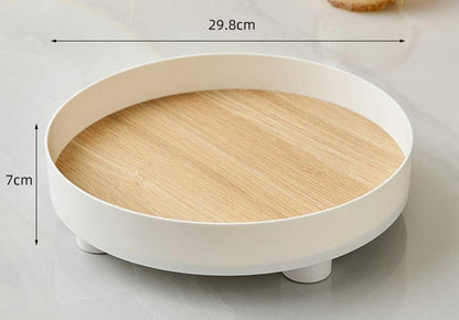 Round Wooden Plastic Tray