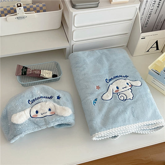 Cinnamoroll Bath Towel and Hair Drying Cap Set