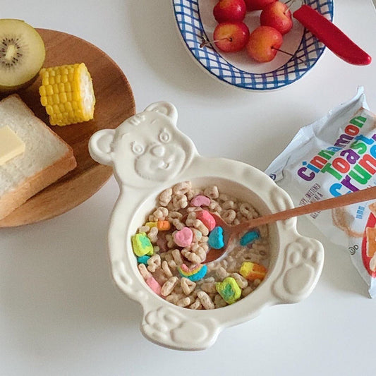 Cartoon Bear-Shaped Ceramic Bowl