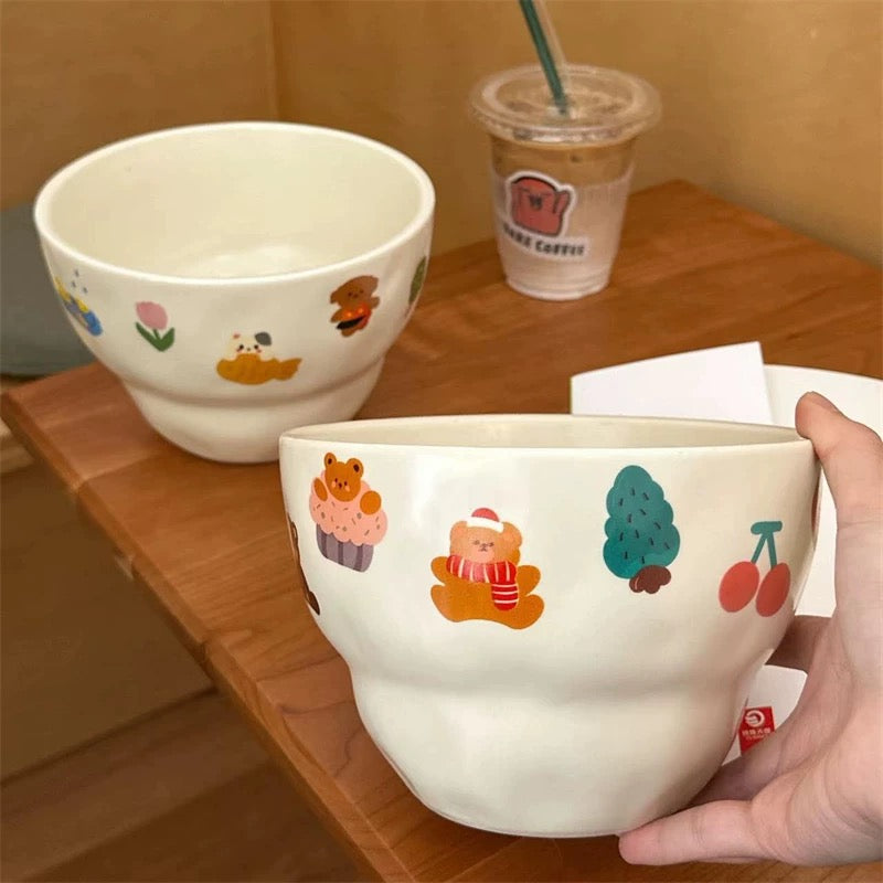 Adorable Duck and Bear Large-Capacity Japanese Ramen Bowl