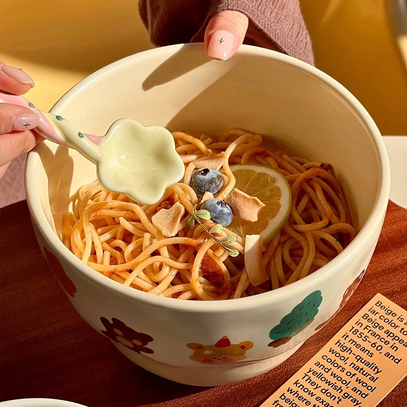 Adorable Duck and Bear Large-Capacity Japanese Ramen Bowl