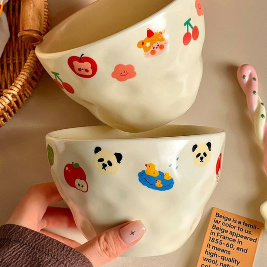 Adorable Duck and Bear Large-Capacity Japanese Ramen Bowl