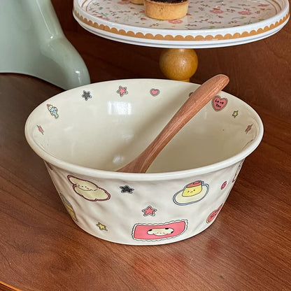 Hand-Painted Cartoon Ceramic Bowl