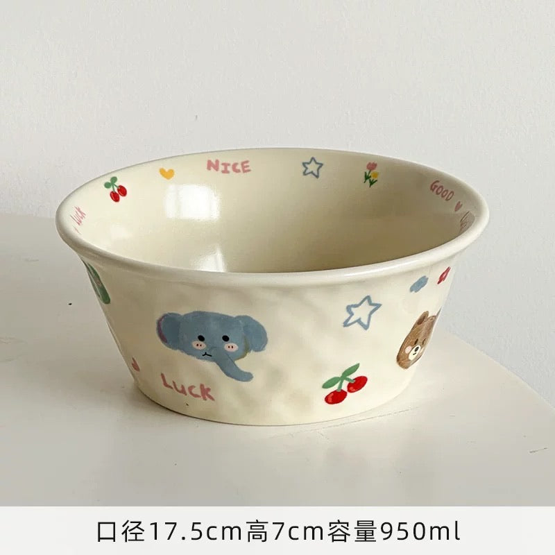 Hand-Painted Cartoon Ceramic Bowl