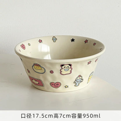 Hand-Painted Cartoon Ceramic Bowl