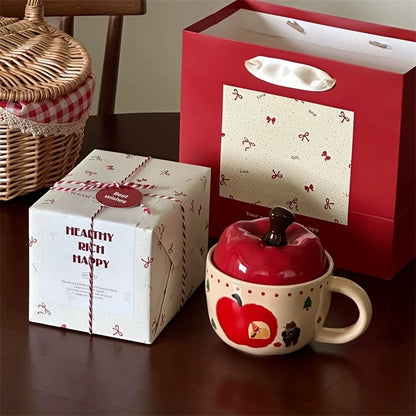 Christmas Apple-themed Ceramic Mug Gift Set