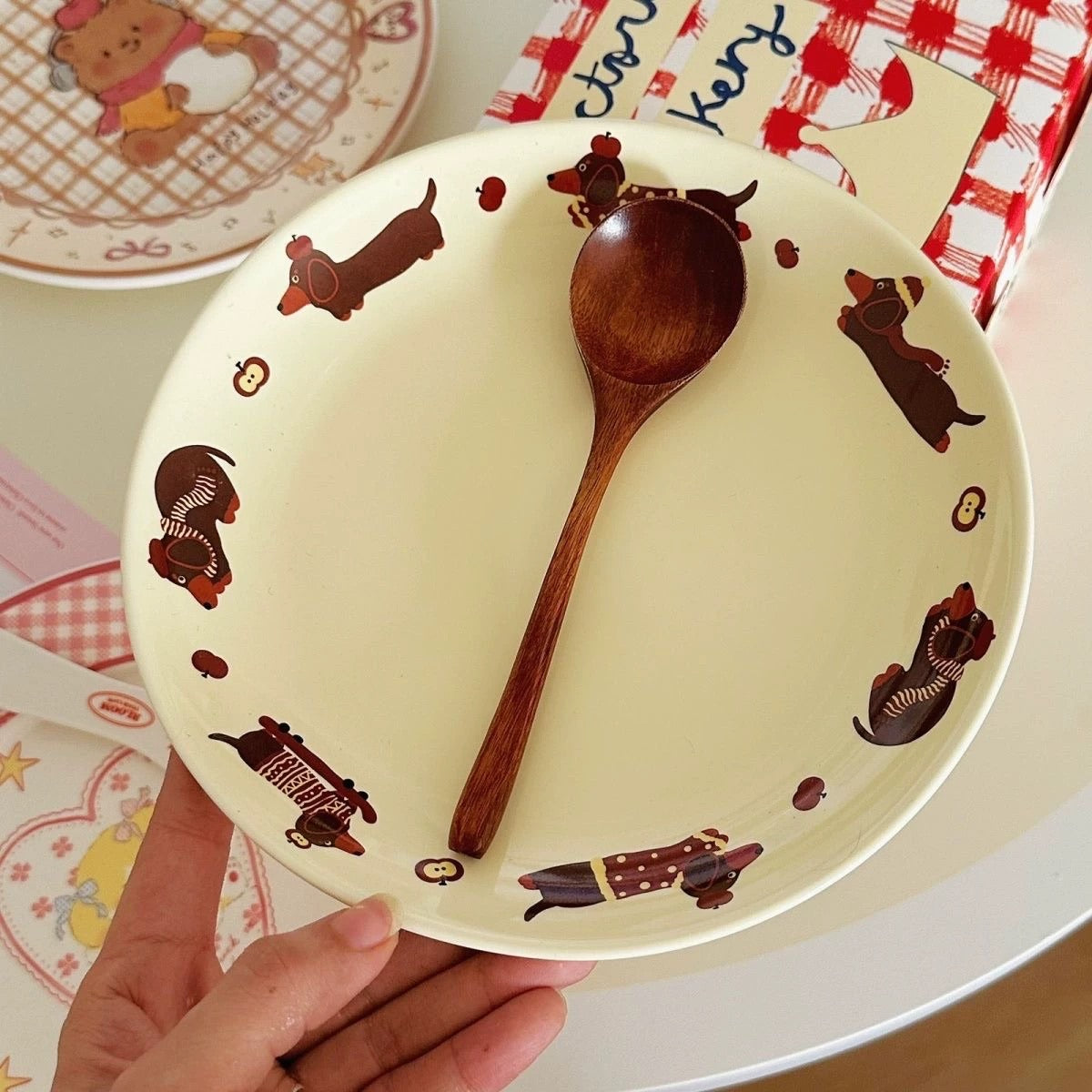 Cream-Colored Dachshund Ceramic Plate