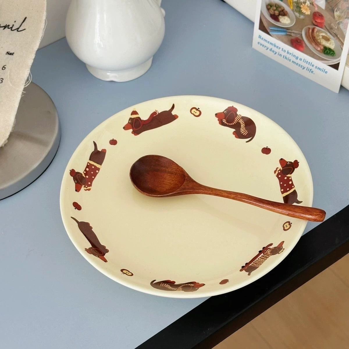 Cream-Colored Dachshund Ceramic Plate