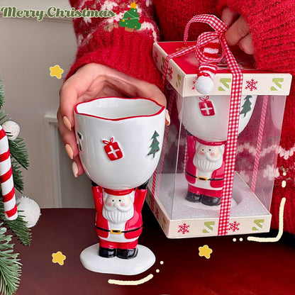 Santa Claus Goblet with Ribbon Gift Box + Snowman Gift Bag