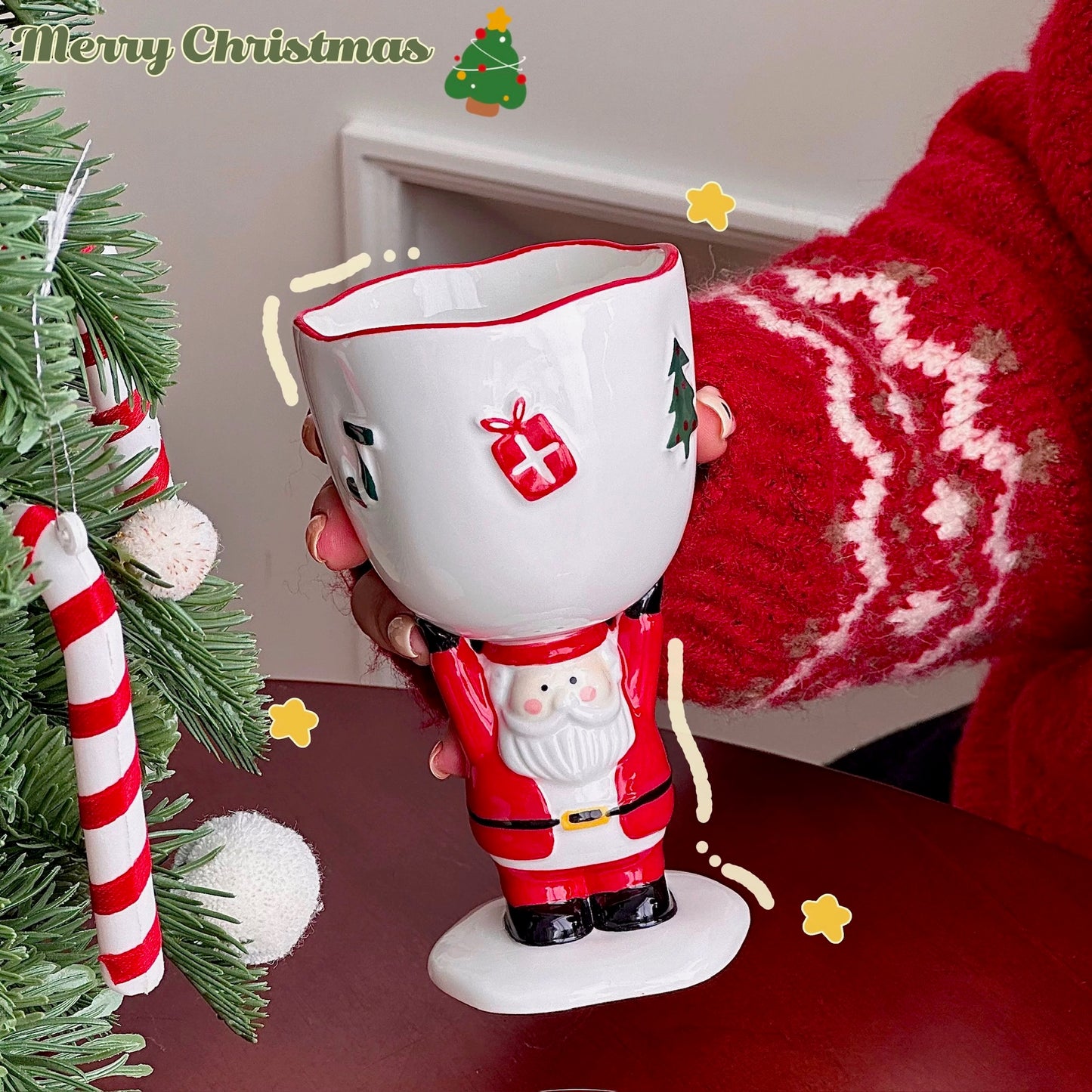 Santa Claus Goblet with Ribbon Gift Box + Snowman Gift Bag