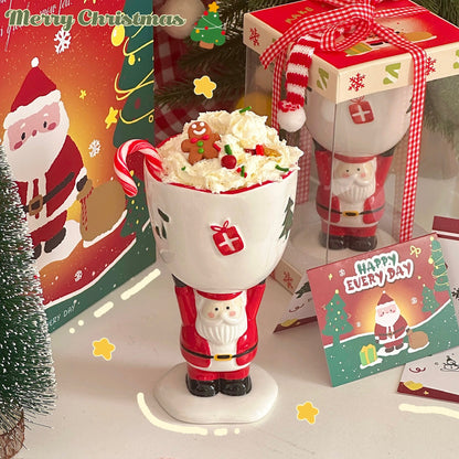 Santa Claus Goblet with Ribbon Gift Box + Snowman Gift Bag