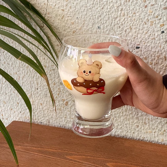 Donut Butter Bear Glass Cup