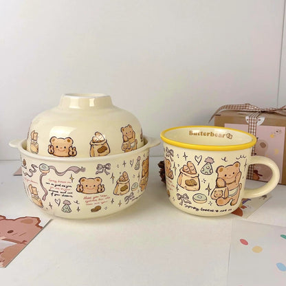 Butter Bear Dual Ceramic Bowl Set