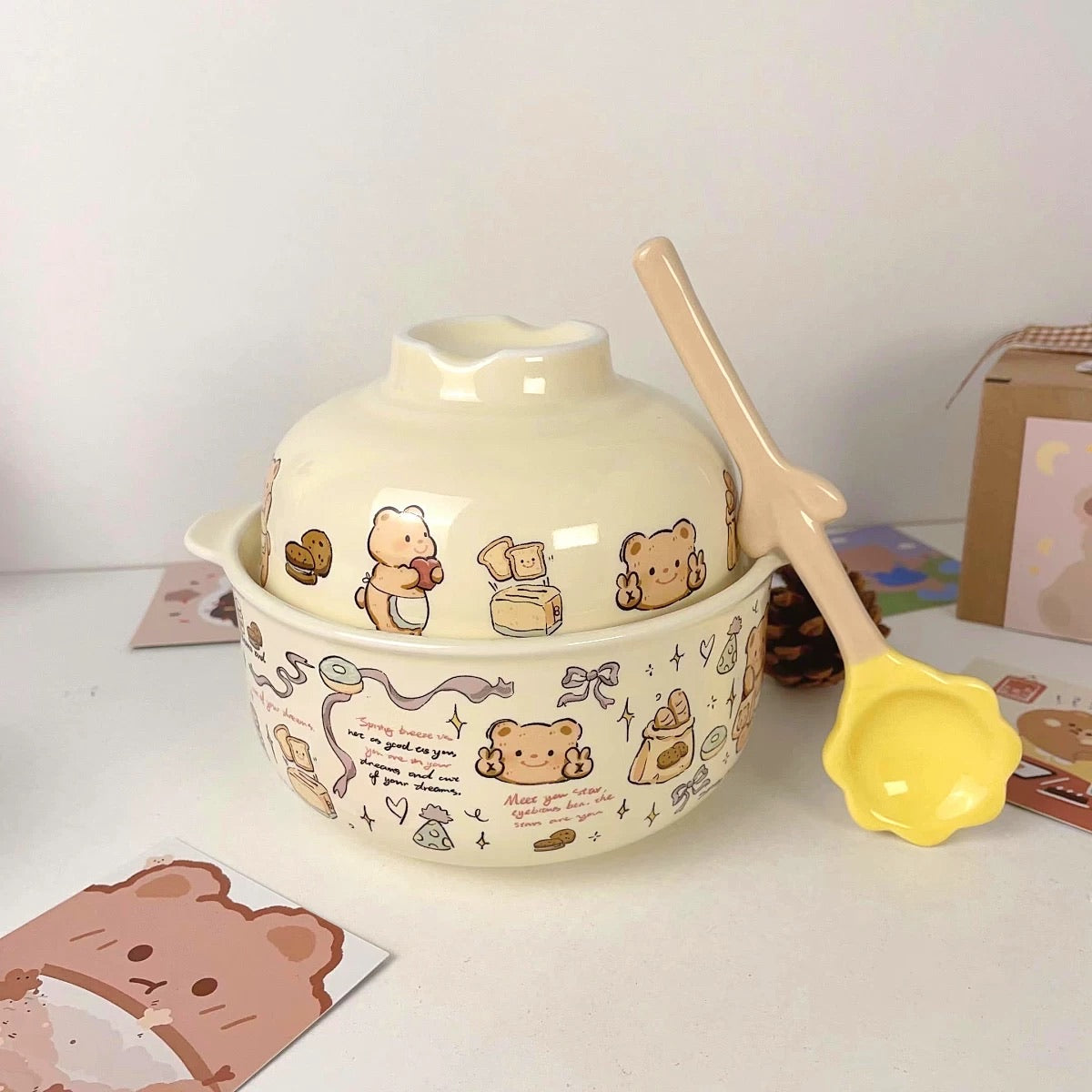 Butter Bear Dual Ceramic Bowl Set