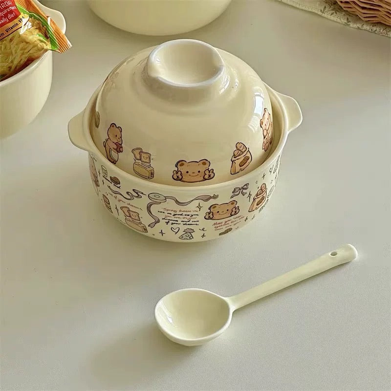 Butter Bear Dual Ceramic Bowl Set