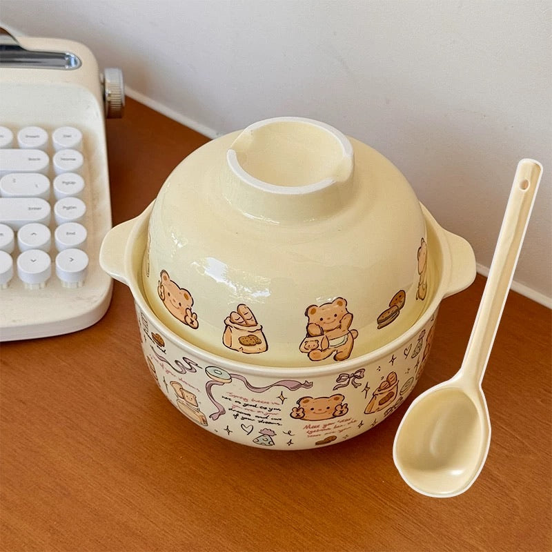 Butter Bear Dual Ceramic Bowl Set