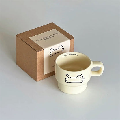 Minimalist Cat Sketch Ceramic Mug