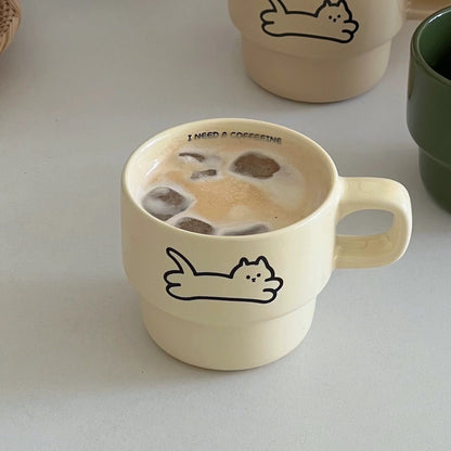 Minimalist Cat Sketch Ceramic Mug