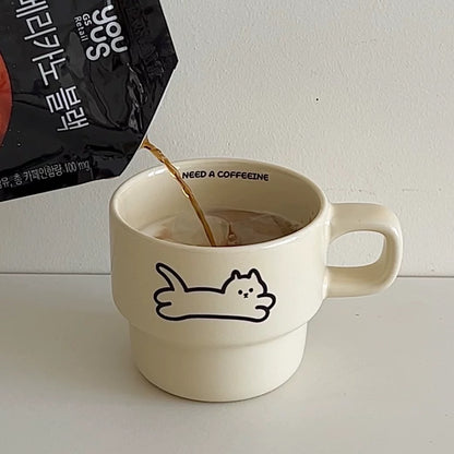 Minimalist Cat Sketch Ceramic Mug