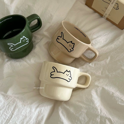 Minimalist Cat Sketch Ceramic Mug