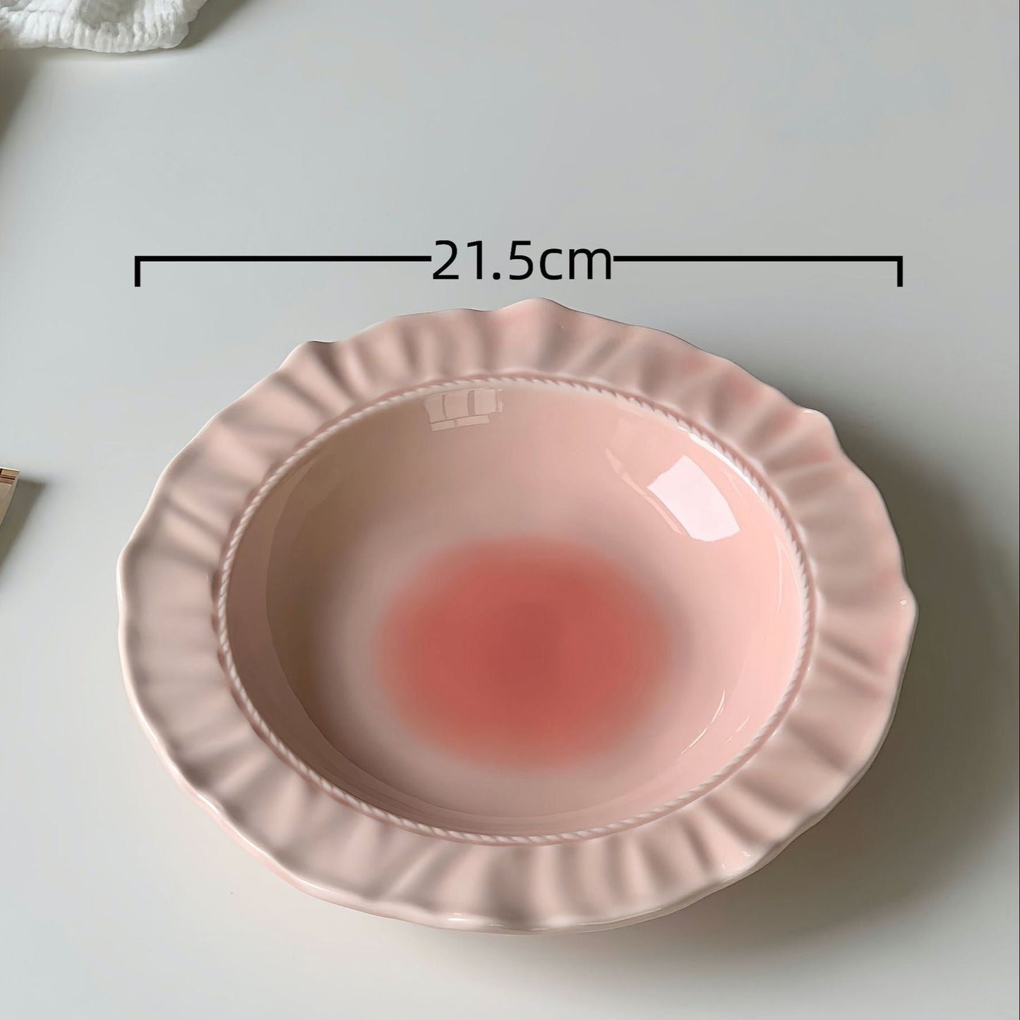 Gradient Macaron-Colored Fluted Ceramic Plate