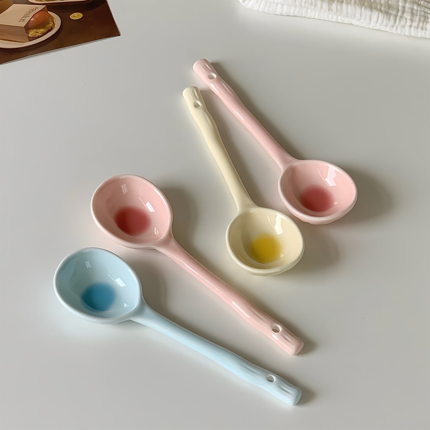 Gradient Macaron-Colored Ceramic Spoon