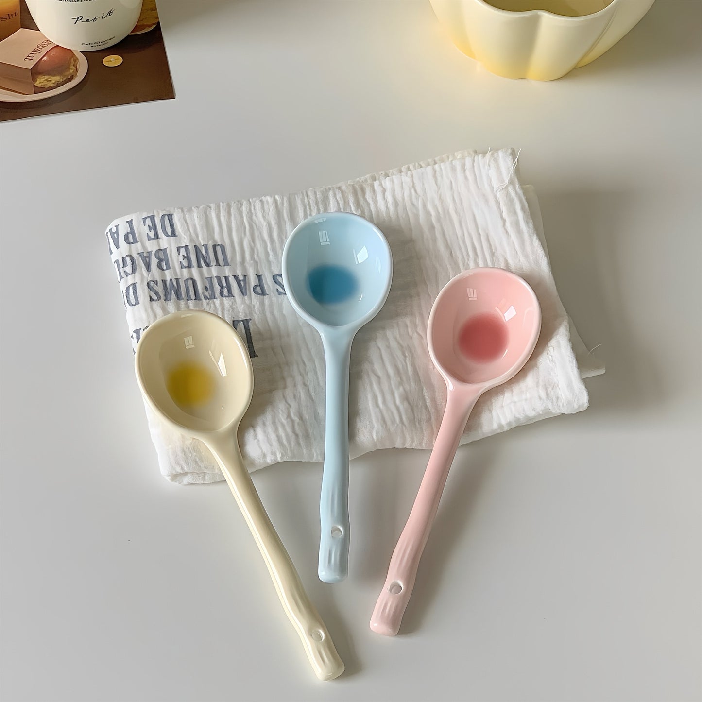 Gradient Macaron-Colored Ceramic Spoon