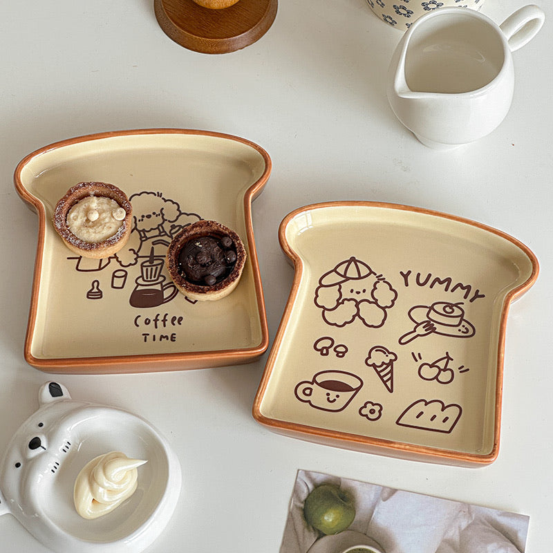 Cute Toast-Shaped Ceramic Plate