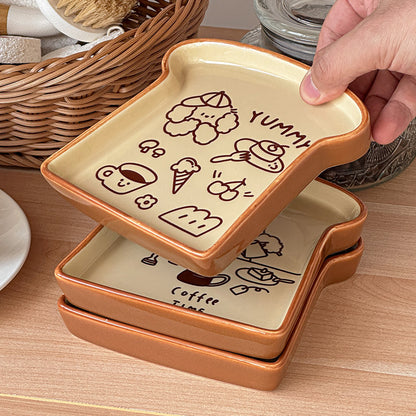 Cute Toast-Shaped Ceramic Plate