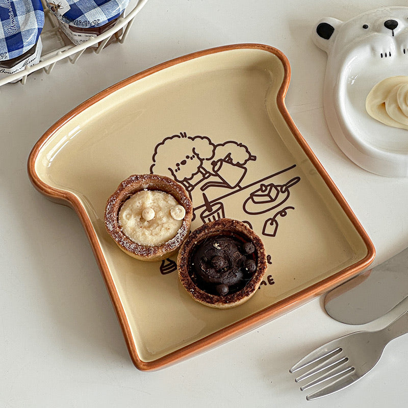 Cute Toast-Shaped Ceramic Plate