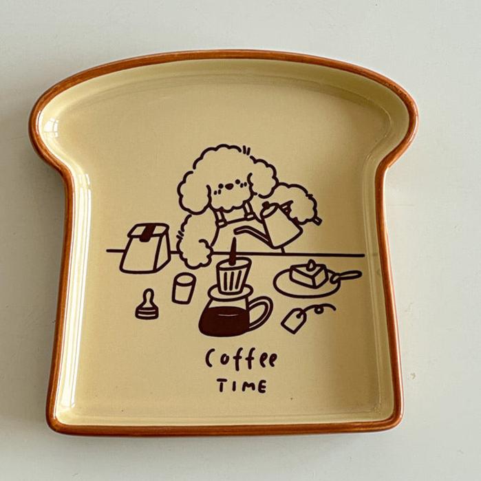 Cute Toast-Shaped Ceramic Plate