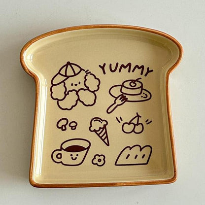 Cute Toast-Shaped Ceramic Plate